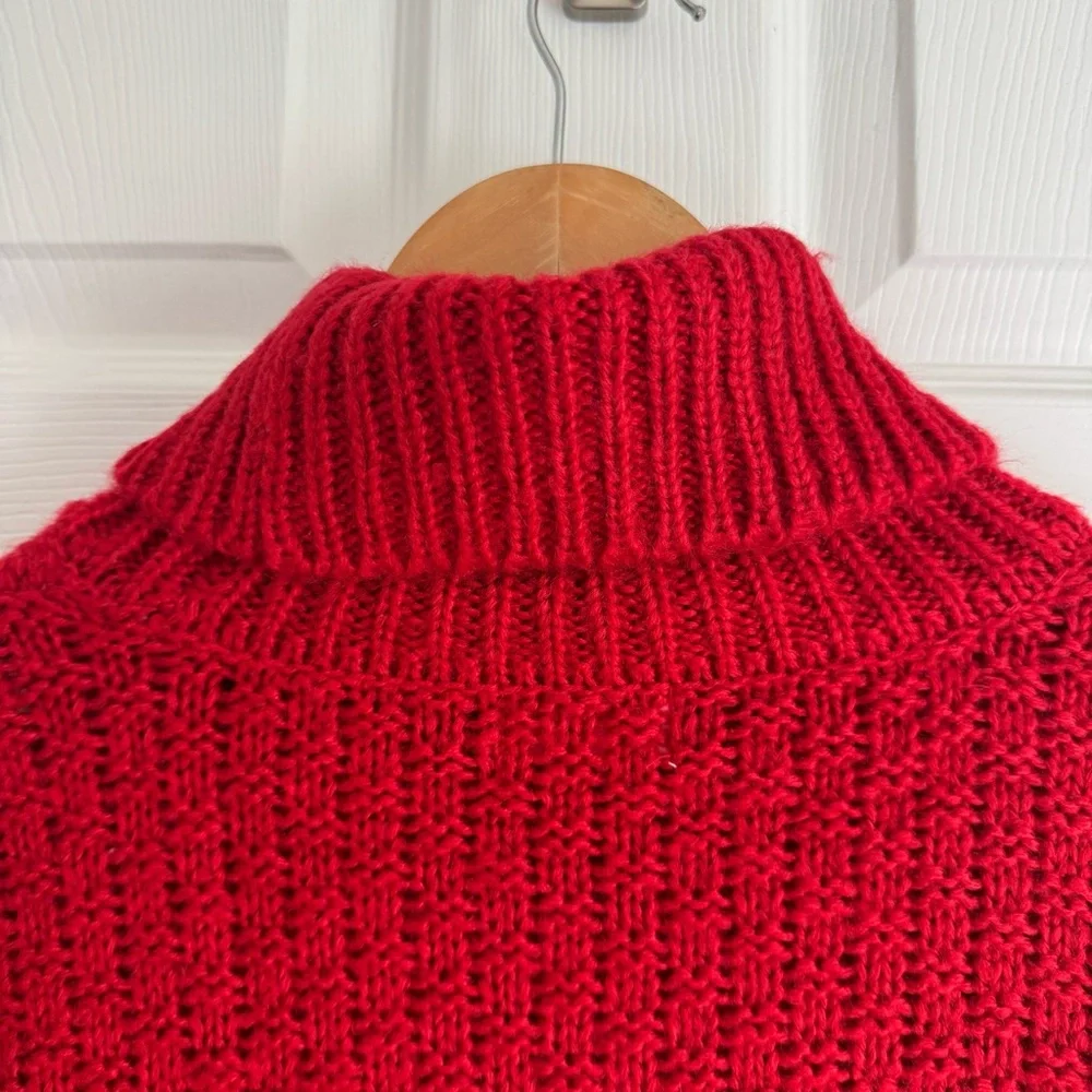 Pink Lily Red Cable Knit Chunky Turtleneck Sweater Women’s Size Small
